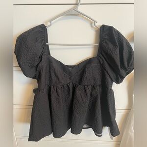 NWT Black Puff Sleeve Top
